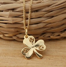 Collar Colgante de la Suerte de trébol trébol enchapado en oro amarillo en plata esterlina 925