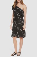 $159 Lucky Brand Para Mujer Negro Floral Un Hombro Volantes Solero Talla XS
