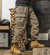 Pantalones cónicos de mezcla de algodón con bolsillos de carga para hombre de moda informales pantalones de trabajo punk