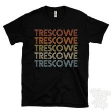 CAMISETA ESTILO RETRO REPETIDA DE TRESCOWE para hombre y mujer Reino Unido top name regalo