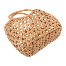 Bolso de mano de paja para mujer: bolso de playa de verano tejido a mano con asa - 10,6 x 9,1 pulgadas