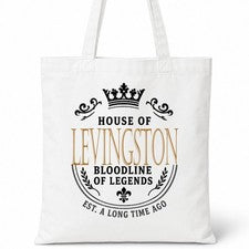 Bolso de Mano LEVINGSTON Family Surname House Of White Algodón