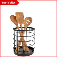 Organizador de utensilios de cocina compacto en negro mate - Perfecto para cucharas y espátulas