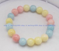 Natürlich 6/8/10/12mm Mehrfarbig Morganit Rund Edelstein Perlen Armband 7.5"