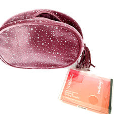 Ulta Beauty Combo Bolsa de Maquillaje Terciopelo Brillante Rosa y Paleta de Mezcla de Maquillaje