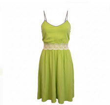 Vestido Solero Mujer Lucy & Co Grande EU 42 Verde Encaje Cintura Recorte Forrado NUEVO