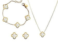 Conjunto de joyas de collar pendientes pulsera trébol