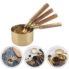 Juego de cuchara medidora de mango de madera herramientas para hornear accesorios de cocina antideslizantes