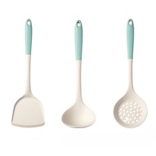Juego de espátulas de silicona aptas para alimentos con cuchara sopera y cuchara de espuma para K