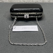 Bolso sin asas/cartera Jennifer Lopez negro con cadena plateada nuevo con etiquetas - VENDIDO COMO ESTÁ ver fotos