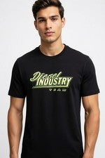 Camiseta Diesel T-Diego Just K45 Para Hombre Negra Neón Talla L Algodón 80$ Cuello Redondo S/S