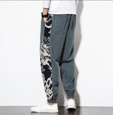 Pantalones harén retro chinos con estampado de dragón de moda juvenil para hombre N3445
