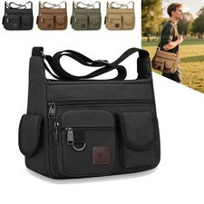 Bandolera de lona vintage para hombre estilo militar cartera de hombro para trabajo