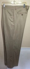 Pantalones plisados para hombre BNWT caqui tecnología estilo 24897 talla 34X32 golf trabajo informales