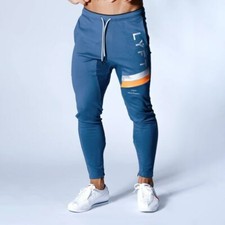Pantalones De Algodón Largo Moda Deportivo Para Hombre Chándal Culturismo Casual
