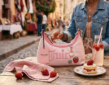 Bolso de hombro pequeño rosa Juicy Couture para mujer con cremallera cadena dorada correa desmontable
