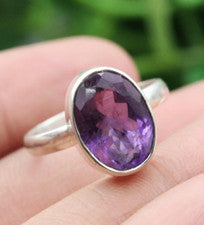 Anillo de piedras preciosas de amatista de plata 925 maciza hecho a mano anillo llamativo todos los tamaños SR472