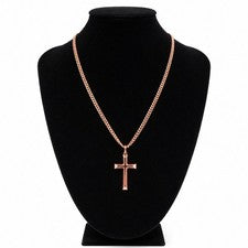 Collar Cruz Cobre Sólido -con Cadena de 3,5 mm - Tamaños 20", 22", 24"