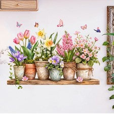 Pegatinas de Pared Tulipán Rosa 90x30cm Diseño Floral PVC para Uso Salón