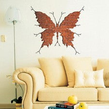 Gran tamaño hermoso ladrillo rojo mariposa pegatina de pared decoración del hogar bricolaje