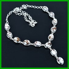 Collar bisel cadena magnesita caballo salvaje natural plata de ley 925 bisel joyería