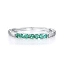 Anillo de compromiso de eternidad de 7 piedras de plata esterlina 925 maciza para dama