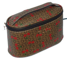 BOLSO DE VIAJE CON ASA SUPERIOR GUESS TANA MULTIUSO/LOGO COSMÉTICO CUERO PU CACAO NUEVO