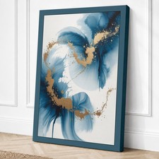 Formas fluidas en lienzo abstracto dorado arte de pared decoración del hogar listo para colgar