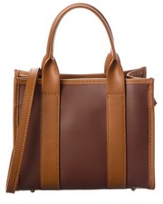 Bolso italiano de cuero con asa superior para mujer marrón