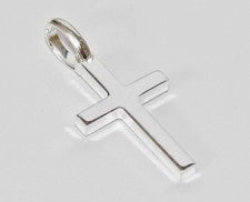 Colgante de cruz/crucifijo liso de plata de ley 925 maciza - 25 mm de longitud