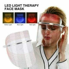 Mascarilla facial con luz LED fotón 3 colores rejuvenecimiento terapia de la piel eliminación de arrugas