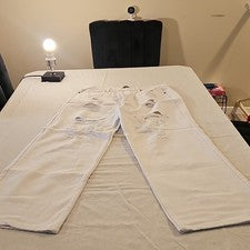 Pantalones de mezclilla blancos desgastados de moda Nova para hombre calce regular recto 5 bolsillos