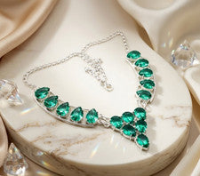Collar de turmalina verde plata de ley 925 joyería hecha a mano S-18 pulgadas