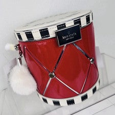 Bolso Bandolera Kate Spade 3D Tambor Mujer Rojo Blanco Oh Qué Divertido Dije de Piel Sintética Nuevo