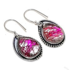 Pendiente de joyería de plata esterlina 925 hecho a mano con piedras preciosa...