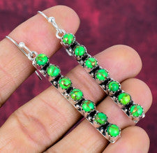 Pendientes de joyería de plata de ley 925 hechos a mano con piedras preciosas turquesa cobre verde