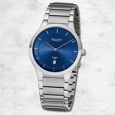 Regent metal reloj para hombres reloj de pulsera cuarzo plata correa de metal URF1345