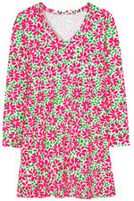 Vestido para mujer - Vestido estampado verde rosa brillante - Mini vestido - 2XL - Algodón