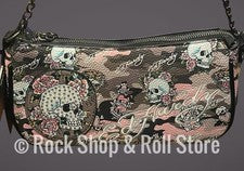 Bolso Bandolera Ed Hardy Rosa Gris Camuflaje Tatuaje Calavera Corazón Tigre ~ Y2K ~ Nuevo con Etiquetas
