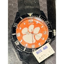 Reloj deportivo Sparo Clemson Tigers para hombre NUEVO esfera naranja correa negra NCAA