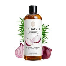 Champú Excalvo con aceite de romero, cebolla roja, canela para el cuidado del cabello del cuero cabelludo 8 fl oz