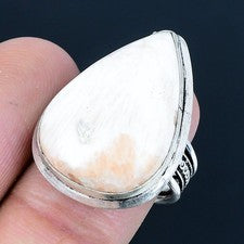 Scolecita piedras preciosas hechas a mano 925 anillo de joyería de plata este...
