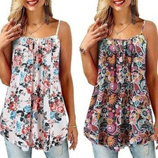Top suelto informal con correa para mujer talla grande estampado verano moda