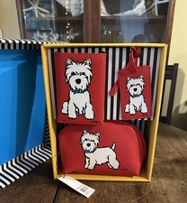 Juego de viaje etiqueta de equipaje soporte para pasaporte bolsa de cosméticos Yorkie Westie
