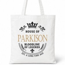 Bolso de Mano PARKISON Family Surname House Of White Algodón