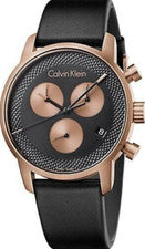Nuevo Reloj Hombre Hecho en Suiza CALVIN KLEIN City Cronógrafo Cuarzo Esfera Negra
