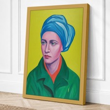 Figura en lienzo moderno azul y dorado arte de pared decoración del hogar lista para colgar