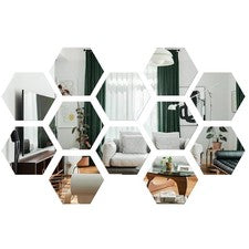 Azulejos de espejo hexagonales decoración de pared para el hogar pegatinas sala de estar