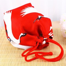 Bolso con cordón portátil ligero estilo japonés patrón grúa de 1 pieza
