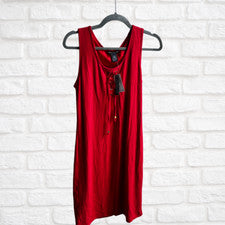 Vestido Chelsea & Theodore Rojo con Cordones, Mediano, Nuevo con Etiquetas, Moda para Mujer
